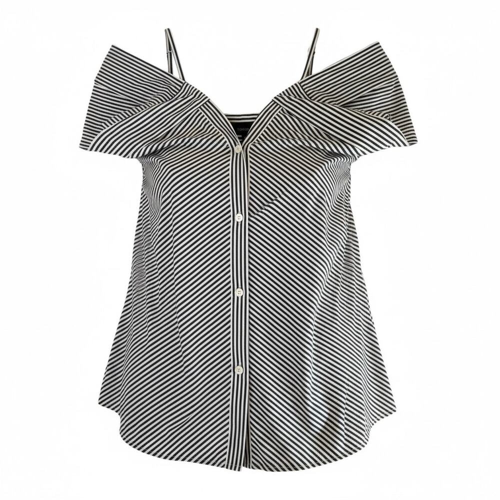 Theory Hartman Stripe Off Shoulder Button Top Size M NWT $265 Retail